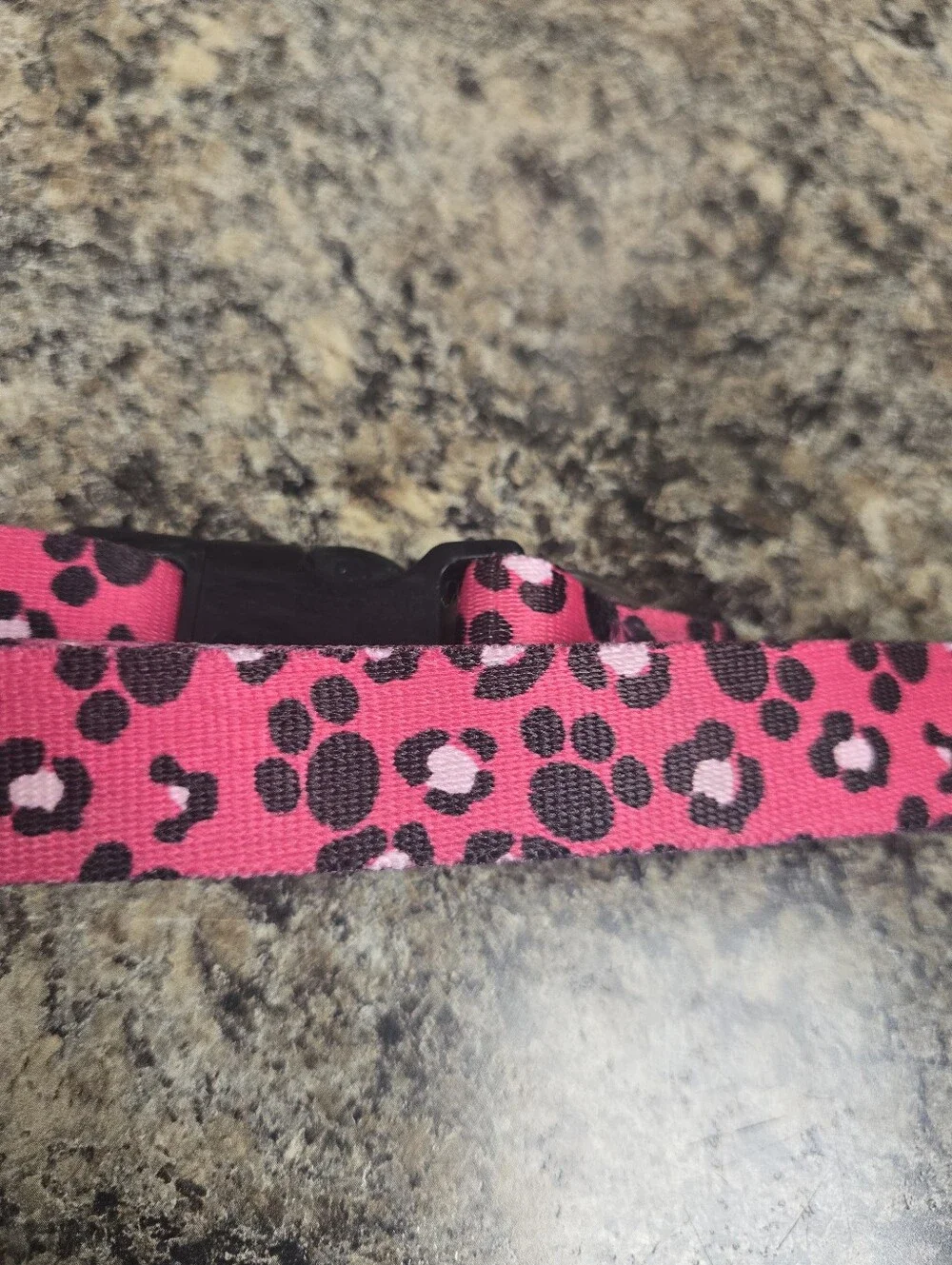 Pink Leopard Print Adjustable Collar with D-Ring